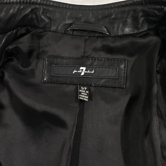 7 for all mankind leather moto jacket black sz S - Picture 3 of 7